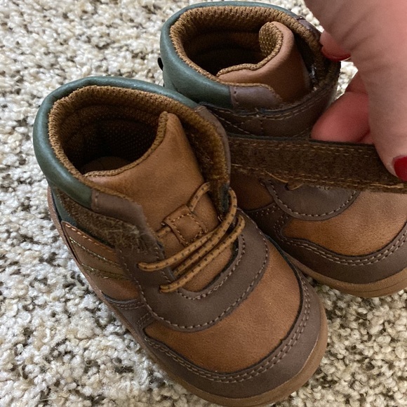 NWOT Stride Right brown & hunter green leather high top tennis shoes - size 4 - Picture 8 of 9